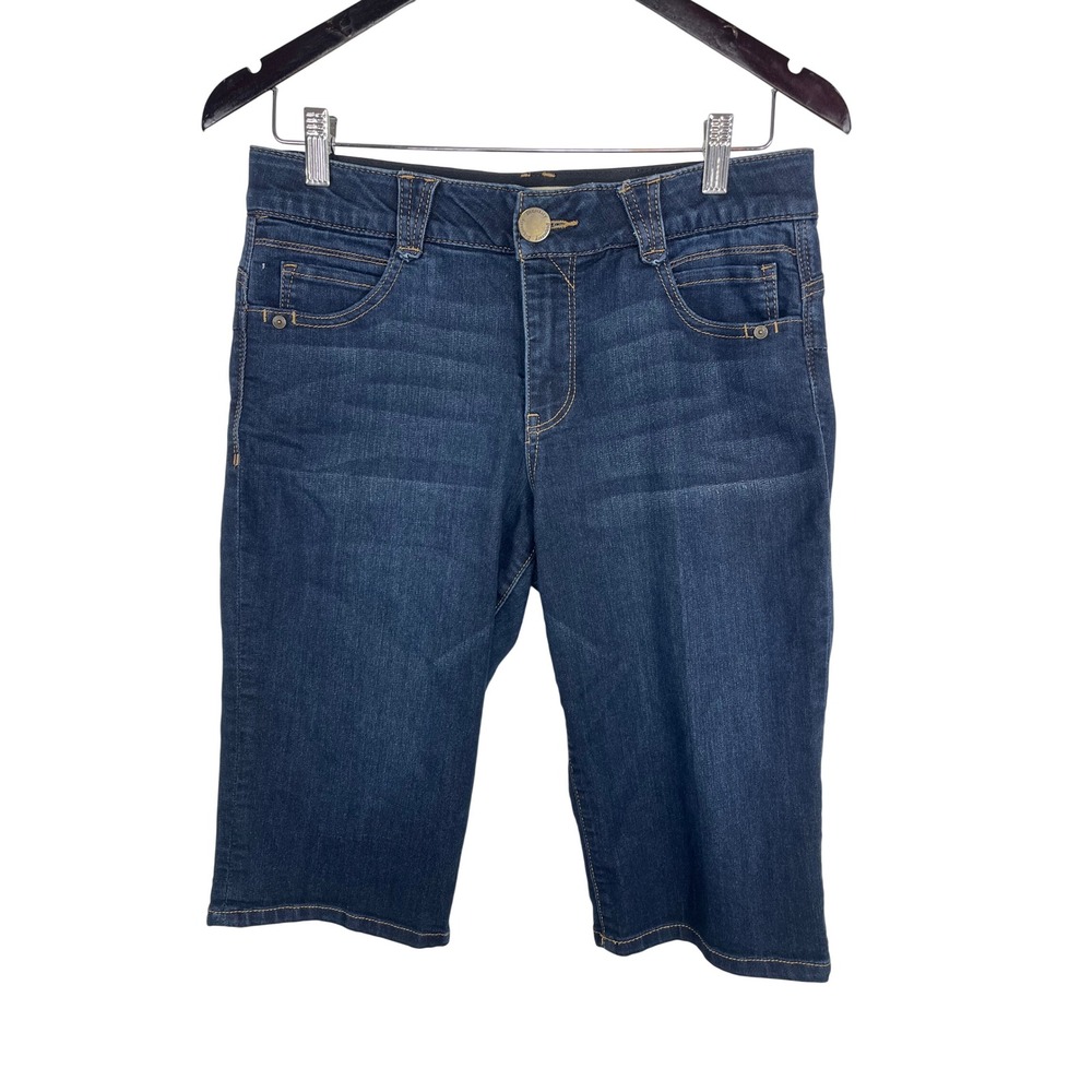 Democracy Ab Technology Mid Rise Dark Wash Denim Bermuda Shorts 8 Blue